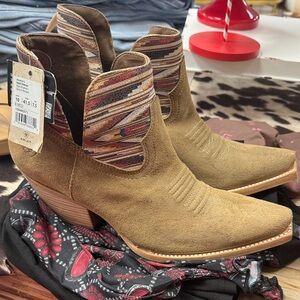 Ariat Women's Brown Ankle Booties with Striped Accents